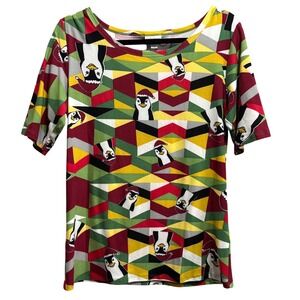 LuLaRoe Gigi Top Womens‎ Large Christmas Holiday Penguins Geometric Print